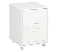 Vinsetto cajonera de oficina mueble archivador con ruedas estante ajustable y puerta de metal para tamaño a4 para estudio salón 38x38,5x55,5 cm blanco
