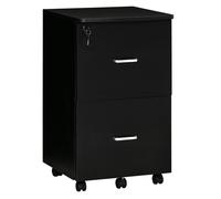 Vinsetto Cajonera de oficina 2 cajones con cerradura y 2 llaves, 5 ruedas, A4 Negro