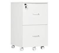 Vinsetto Cajonera de Oficina Mueble Auxiliar para Archivos con 2 Cajones Cerradura de 2 Llaves 5 Ruedas para Tamaño Carta A4 para Estudio Despacho Dormitorio 43x45x72 cm Blanco