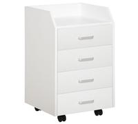Vinsetto Cajonera de Oficina Mueble Auxiliar para Archivos con 4 Cajones de Almacenaje 4 Ruedas y 2 Frenos 40x36x65 cm Blanco Aosom España