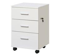 Vinsetto Cajonera de Escritorio con 3 Cajones, Cajonera de Oficina con Ruedas, Cerradura, 2 Llaves, Archivador Móvil, para Estudio, Salón, 40x40x61,5 cm, Blanco