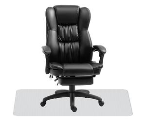 Vinsetto Conjunto 1 Silla de Masaje Reclinable 68,5x68,5x113-121 cm y 1 Alfombra Protectora de Suelo 90x120 cm Negro Transparente Aosom España