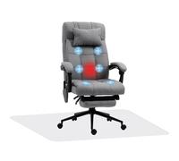 Vinsetto Conjunto de 1 Silla de Masaje Reclinable con 6 Puntos de Masaje y 1 Alfombra Protectora de Suelo Gris y Transparente Aosom España