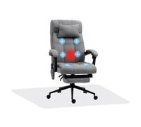 Vinsetto conjunto de oficina incluye 1 silla de masaje reclinable con 6 puntos de masaje y función de calefacción 66x76x112-120 cm y 1 alfombra protectora de suelo 90x120 cm gris y transparente
