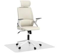 Vinsetto Conjunto de Oficina Incluye 1 Silla de Oficina de Malla Beige y 1 Alfombra Protectora 90x120 cm Aosom España