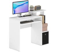 Vinsetto Escritorio Moderno para PC, Escritorio para Ordenador con Estante para Teclado, Estante de Tela y Cajón, 100x40x86.6cm, Blanco y Negro