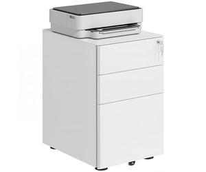 Vinsetto Pedestal móvil, archivador móvil con 3 cajones, Armario de Oficina, Almacenamiento, Acero, Blanco, 39 x 48 x 59 cm