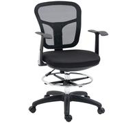 Vinsetto Silla de Dibujo Ergonómica de Malla Giratoria con Reposabrazos y Reposapiés Ajustable 59x59x95-115 cm Negro Aosom España