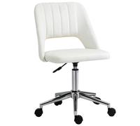 Vinsetto Silla de Escritorio con Altura Ajustable, Ruedas Giratorias 360°, Forma de Concha, Espuma, 49 x 60 x 79-91 cm, Crema
