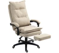 Vinsetto Silla de Escritorio con Masaje Altura Ajustable Respaldo Reclinable Reposapiés Giratoria 360°, Beige