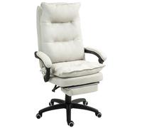 Vinsetto Silla de Escritorio con Masaje Altura Ajustable Respaldo Reclinable Reposapiés Giratoria 360° Crema Aosom España