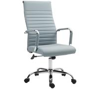 Vinsetto Silla de Escritorio Giratoria con Respaldo Alto Altura Ajustable Función Basculante y Reposabrazos Gris Claro Aosom España