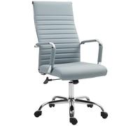 Vinsetto Silla de Escritorio Giratoria con Respaldo Alto Ruedas Gris Claro