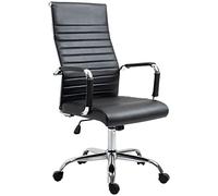 Vinsetto Silla de Escritorio Giratoria Silla de Oficina con Respaldo Alto Ruedas Giratorias Altura Ajustable Función Basculante y Reposabrazos Tapizado en Cuero Sintético Negro