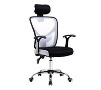 Vinsetto Silla de Escritorio Giratoria Silla de Oficina Reclinable Blanco | Altura Ajustable, Reposacabezas Regulable, Soporte Lumbar, Tapizado en Malla Transpirable