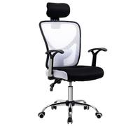 Vinsetto Silla de Escritorio Giratoria Silla de Oficina Reclinable Blanco | Altura Ajustable, Reposacabezas Regulable, Soporte Lumbar, Tapizado en Malla Transpirable