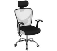Vinsetto silla de escritorio giratoria silla de oficina con altura ajustable respaldo reclinable reposacabezas regulable y soporte lumbar tapizado en malla transpirable gris