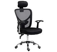 Vinsetto Silla de Oficina Ergonómica Giratoria con Altura Ajustable Función Reclinable Reposacabezas Regulable 65x67x108-118 cm Negro Aosom España