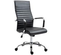 Vinsetto Silla de Escritorio Giratoria Silla de Oficina con Respaldo Alto Ruedas Giratorias Altura Ajustable Función Basculante y Reposabrazos Tapizado en Cuero Sintético Negro