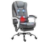 Vinsetto Silla de Masaje con 6 Puntos de Masaje Silla de Oficina Silla de Escritorio Reclinable con Función de Calentamiento Altura Ajustable Reposapiés y Control Remoto 65x70x111-119 cm Gris