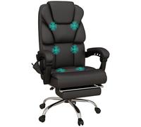 Vinsetto Silla de Oficina con 6 Puntos de Masaje Silla de Escritorio Reclinable de PU con Control Remoto 63x57x118-126 cm Marrón