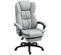 Vinsetto Silla de Oficina con 6 Puntos de Masaje con Altura Ajustable Respaldo Reclinable y Reposapiés Retráctil Gris Claro