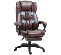 Vinsetto Silla de oficina con 6 puntos de masaje, reclinable 135º, reposapiés retráctil, Marrón