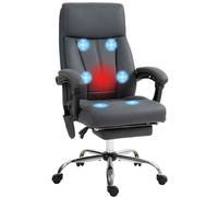 Vinsetto Silla de oficina con función de masaje, Silla de escritorio ergonómica con función reclinable, Calefacción lumbar, Silla de ordenador ajustable en altura con reposapiés, Función giratoria Lig