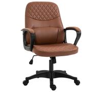 Vinsetto Silla de Oficina con Masaje Lumbar y Puerto USB Sillón de Oficina en Cuero Sintético Marrón con Altura Ajustable Aosom España
