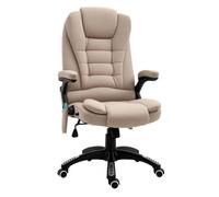 Vinsetto silla de oficina con masaje vibratorio de 6 puntos tapizado en lino silla de escritorio giratoria con función basculante calefacción altura ajustable reclinable mando a distancia caqui 67 cm