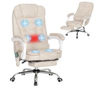 Vinsetto - Silla de oficina con masaje y calefacción, silla de oficina ergonómica, con altura ajustable, respaldo reclinable, reposapiés, mando a distancia con cable, giratorio 360°, tejido de