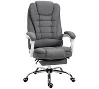 Vinsetto Silla de Oficina con Reposapiés Extensible Sillón Ejecutivo Respaldo Ajustable Tela de Lino Gris Aosom España