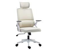 Vinsetto silla de oficina de malla con función de basculante silla de escritorio giratoria con altura ajustable reposacabezas regulable soporte lumbar y reposabrazos carga 120 kg para estudio beige 60