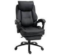 Vinsetto Silla de Oficina Ergonómica Silla de Escritorio Ajustable en Altura con Respaldo Inclinable hasta 130° Función Basculante y Resposapiés Retráctil Acero 65,5x79x112-118 cm Negro Black 65.5 x 7