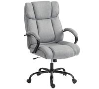 Vinsetto Silla de oficina ergonómica con función mecedora, sillón direccional de tela efecto lino, capacidad de carga 220 kg, giratoria, respaldo alto, asiento ancho, altura ajustable, gris claro
