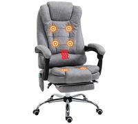 Vinsetto Silla de oficina ergonómica con masaje y calefacción Vinsetto, respaldo reclinable de altura ajustable, lona de microfibra gris Light gray 65x70x119cm