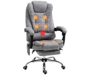 Vinsetto Silla de oficina ergonómica con masaje y calefacción Vinsetto, respaldo reclinable de altura ajustable, lona de microfibra gris Light gray 65x70x119cm