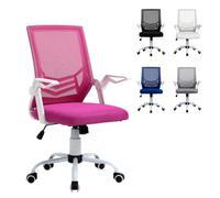 Vinsetto Silla de Oficina Ergonómica Silla Escritorio Giratoria con Altura Ajustable Reposabrazos Abatible Soporte Lumbar Transpirable para Adolescentes Adultos 62,5x55x94-104 cm Rosa