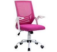 Vinsetto Silla de Oficina Ergonómica Silla Escritorio Giratoria con Altura Ajustable Reposabrazos Abatible Soporte Lumbar Transpirable para Adolescentes Adultos 62,5x55x94-104 cm Rosa