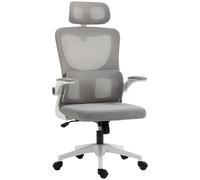 Vinsetto Silla de Oficina Ergonómica, Silla de Escritorio con Reposabrazos Ajustable, Almohada, Función Mecedora, Silla Giratoria de Altura Regulable, Silla para Computadora con Soporte Lumbar, Malla,