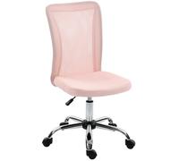 Vinsetto Silla de oficina Ergonómica Silla de Oficina Altura Ajustable Base Cromada Giratoria 360° Revestimiento Malla Rosa