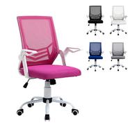 Vinsetto Silla de Oficina Ergonómica Silla Escritorio Giratoria con Altura Ajustable Reposabrazos Abatible Soporte Lumbar Transpirable para Adolescentes Adultos 62,5x55x94-104 cm Rosa
