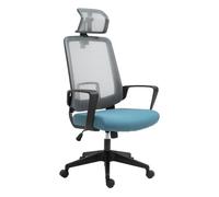 Vinsetto silla de oficina ergonómica silla escritorio giratoria con altura ajustable soporte lumbar reposabrazos y reposacabezas regulable malla transpirable 63,5x63x116,5-125,5 cm azul y gris