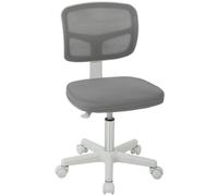 Vinsetto Silla de Oficina Ergonómica Sin Reposabrazos, Sillón de Oficina Giratorio, Respaldo Curvado en Malla y Ruedas, Gris