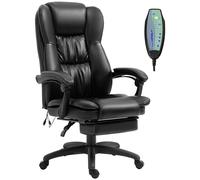 Vinsetto Silla de Oficina Ergonómica y Giratoria Silla de Escritorio Ajustable en Altura con 6 Puntos de Masaje Control Remoto y Reposapiés Retráctil 68,5x68,5x113-121 cm Black 68.5x68.5x121cm