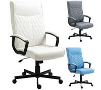 Vinsetto silla de oficina giratoria silla de escritorio basculante tapizado en pu con respaldo alto y altura ajustable para salón oficina carga 120 kg 65x72x102-112,5 cm blanco roto