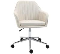 Vinsetto silla de oficina silla de escritorio giratoria tapizado en lino con altura ajustable y reposabrazos para estudio dormitorio tocador carga 120 kg beige