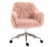 Vinsetto Silla de Oficina Giratoria con Piel Artificial Ajuste de Altura para Niñas Piel Artificial Espuma Ros Plata 57x60x75-85 cm Aosom España