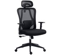 Vinsetto Silla de oficina giratoria – Reposabrazos 2D, regulable en altura, soporte lumbar – Negro