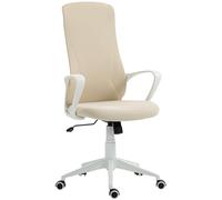 Vinsetto silla de oficina giratoria silla de escritorio juvenil con altura ajustable función de basculante reposabrazos y respaldo alto 62x56x110-119,5 cm beige